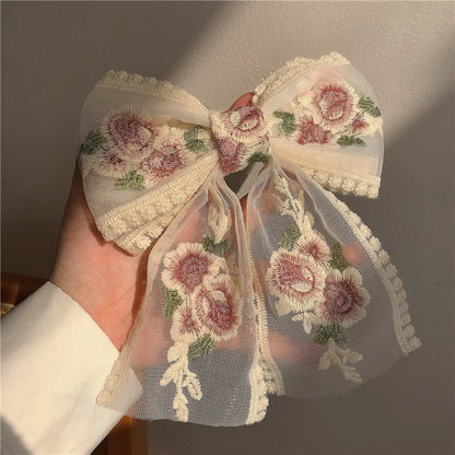 Embroidered Lace Hair Bow.