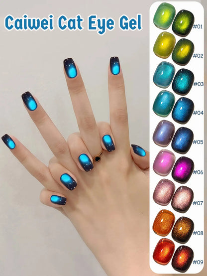 ZH Super Bright 12 Constellations Cat Eye Gel Nail Polish 2025 New Autumn Winter Whitening Glass Bead Nail Art Nail Supplies