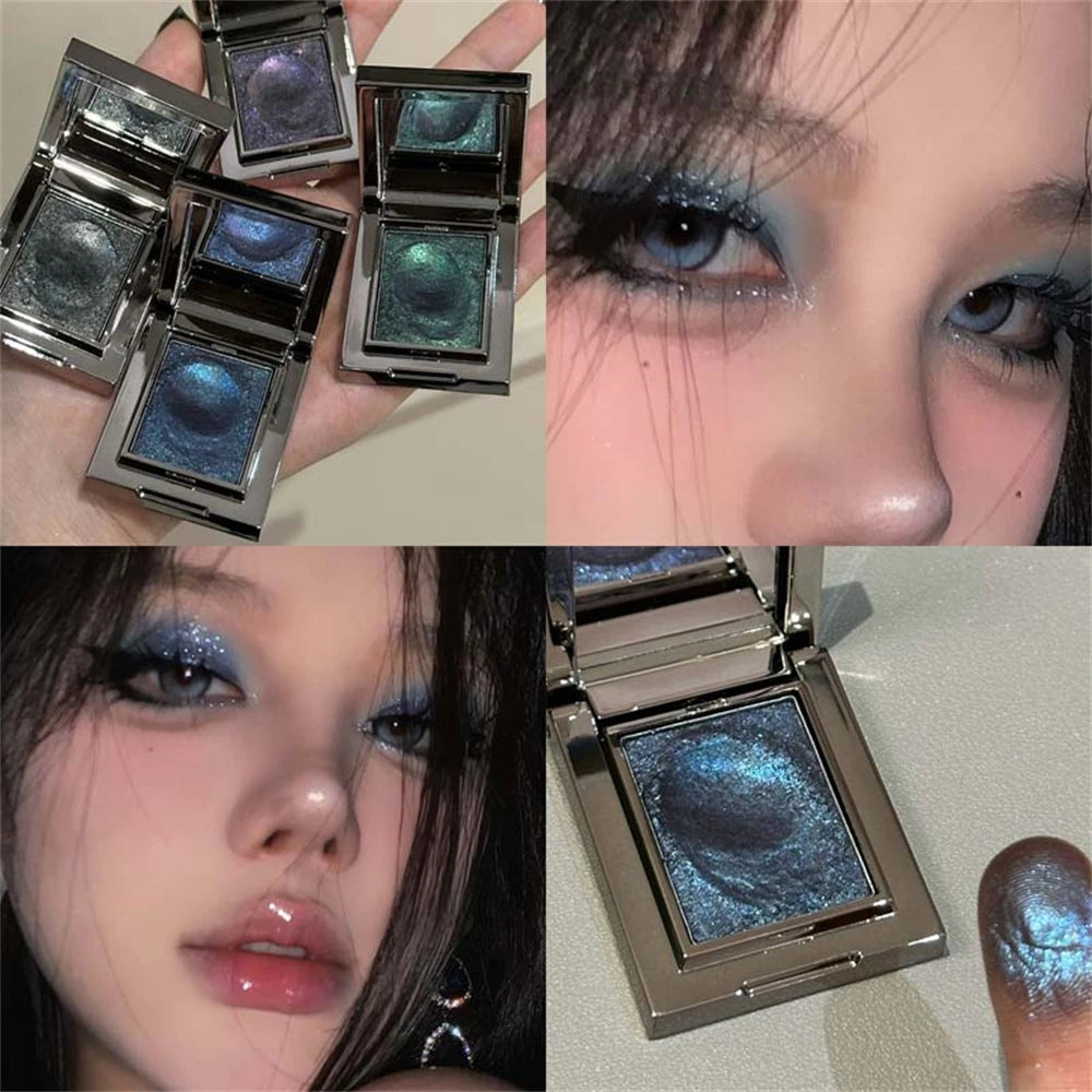 Metallic Glitter Eyeshadow Cream Sparkling Mousse Shimmer Highlighter Pressed Pigments Punk Purple Pearlescent Eyeshadow Palette
