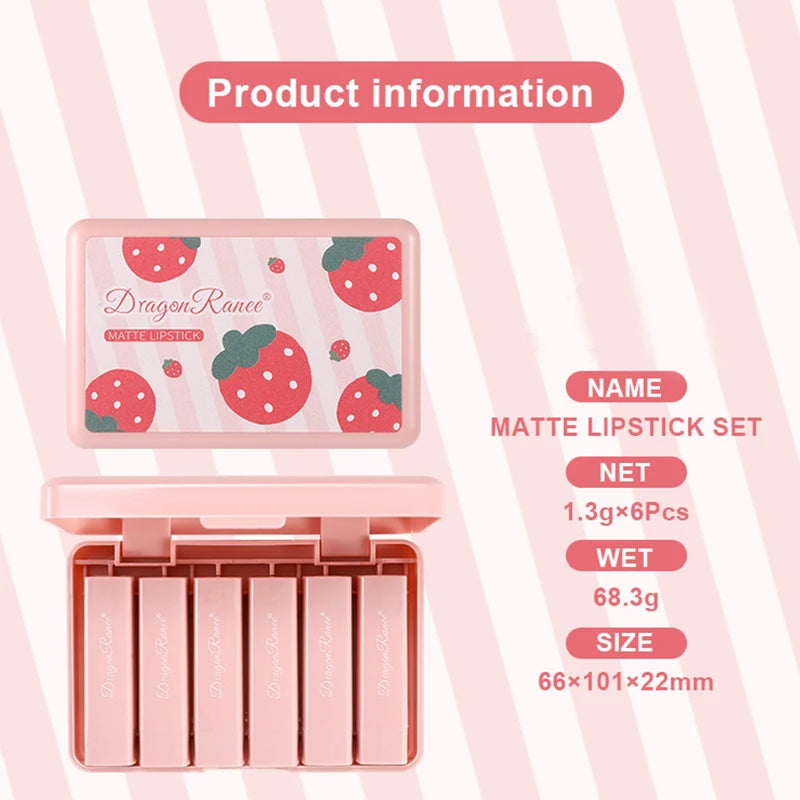 6 Colors Matte Lipstick.