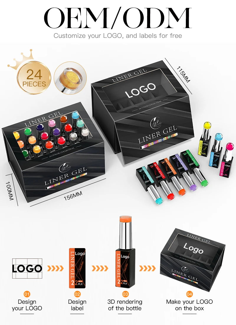 AS 24pcs Line Gel Nail Polish Set Colour Semi Permanent UV Gel For DIY Painting Drawing Manicure Varnish Nail Art Liner Gel Kit