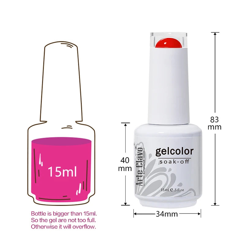 Arte Clavo 15ml 24pcs/Set Gel Nail Polish Set Kit Semi Permanent Base Top Coat LED Varnish Summer Neon Colors UV Nails Art Gel