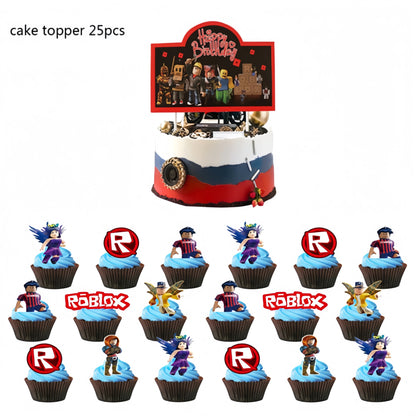 Roblox Boy Kids Set Birthday Party Decorations Tableware Tablecloth Cup Plate Napkin Bags Baby Shower Roblox Party Favor Kits