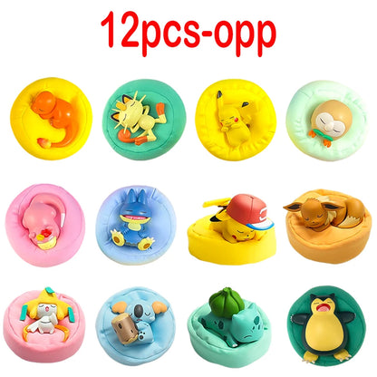 Anime Pok é mon blind box Model Figure 1-12 pcs Pikachu sleep Series Interior Hand Sleeping Position Toys Gift for sfriends