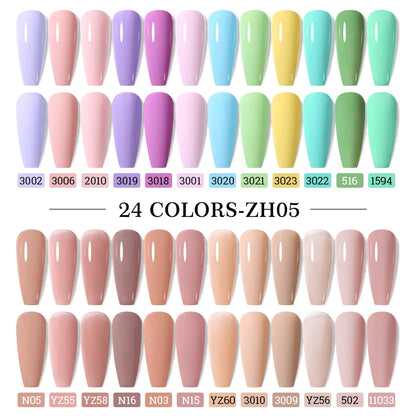 Arte Clavo 15ml 24pcs/Set Gel Nail Polish Set Kit Semi Permanent Base Top Coat LED Varnish Summer Neon Colors UV Nails Art Gel