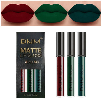3pcs/set Liquid Lipsticks Waterproof Long Lasting Cosmetic Red Blue Purple Matte Lip Gloss Nude Lip Tint Stain Makeup