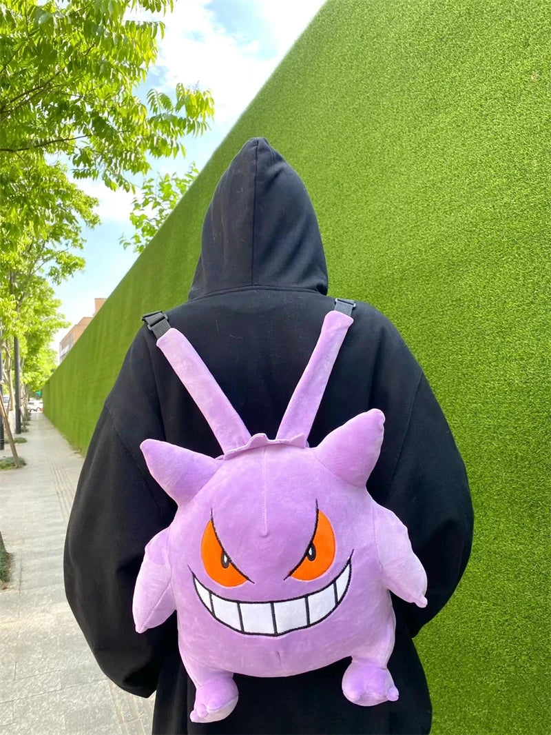 Cute Pokemon Backpack Kawaii Japanese Style Plush Bag Gengar Eevee Snorlax Backpack Schoolbag Cosplay Props Fashion Gifts