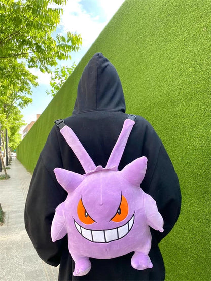 Cute Pokemon Backpack Kawaii Japanese Style Plush Bag Gengar Eevee Snorlax Backpack Schoolbag Cosplay Props Fashion Gifts