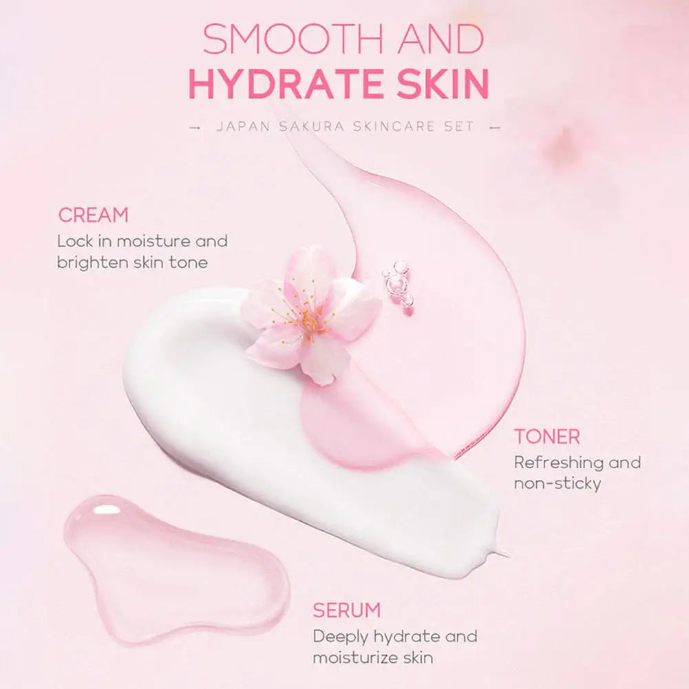 LAIKOU Japan Sakura Skin Care Set: 5-Piece Hydrating & Brightening Kit