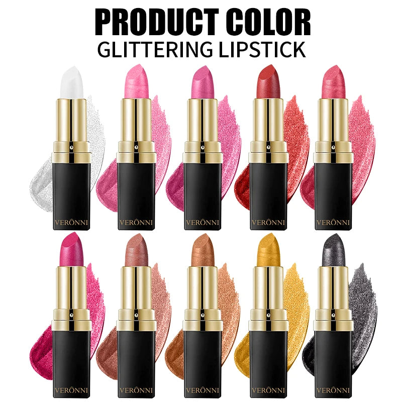 High Pigmented Shiny Lipstick,Stain Resistant,Long-Lasting,Glossy Waterproof Lipstick Shimmering Makeup Valentine'S Day Gift