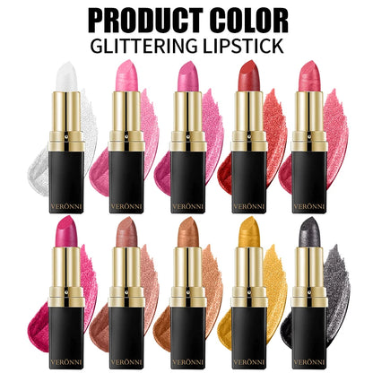 High Pigmented Shiny Lipstick,Stain Resistant,Long-Lasting,Glossy Waterproof Lipstick Shimmering Makeup Valentine'S Day Gift