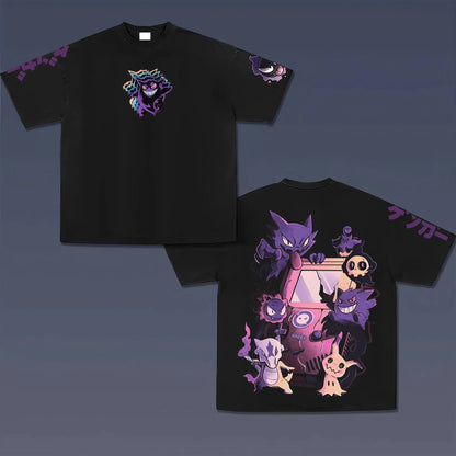 Pokémon Japan Anime Peripheral Printed Short Sleeve 2025 Pikachu Gengar Summer Men's and Women's Loose Sports Top T-Shirt ins