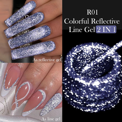 LILYCUTE 5ml Super Bright Silver Metallic Painting Liner Gel Nail Polish Drawing Stripe Graffiti Mirror Pull Line UV Gel Varnish
