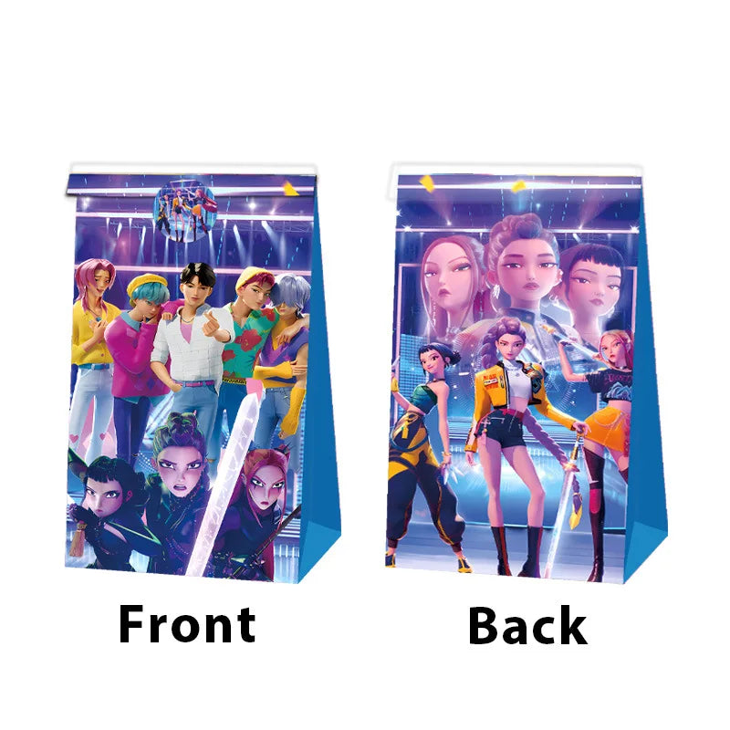 12 PCS Cute Cartoon k-pop Paper Gift Bags with Handles, Sealable Holiday & Party Bags for Candy & Small Gifts  Bullet Points