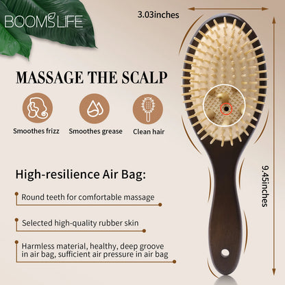 Denman Head Massage Brush Steel Hair Brush Wood HairBrush With Steel Needle Scalp Airbag Hair brush For Hair Combing