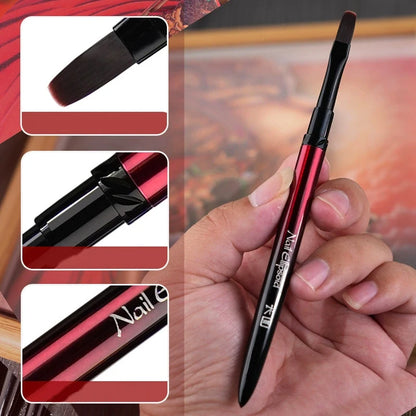 Nail Art Brush Metal Handle Phototherapy Acrylic UV Gel Brush Nails Extension Builder Painting Drawing Pen DIY Manicure Tools