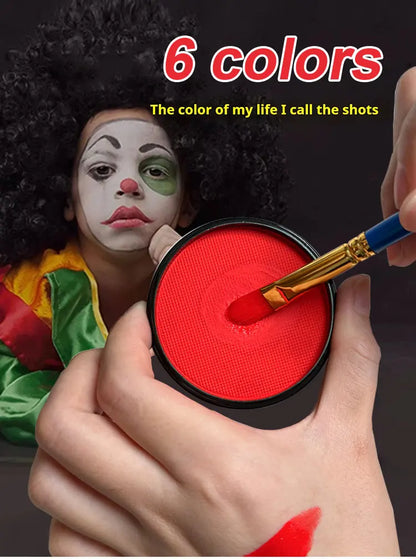 Black White Red 30G Monochromatic Water Solubility Body Makeup Face Paint with Brushes for Halloween Christmas Masquerade Party