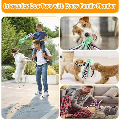 Squeaky Octopus Plush Dog Toy: Interactive Soft Chew Toy for Teeth Cleaning & Anxiety Relief