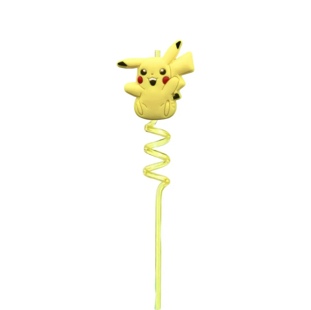 FUNISM Pikachu series cartoon creative spiral straws decorate party reusable colorful straws