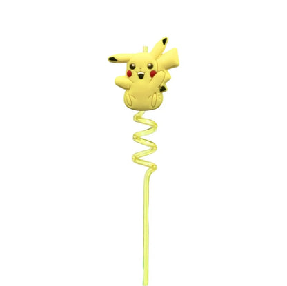 FUNISM Pikachu series cartoon creative spiral straws decorate party reusable colorful straws