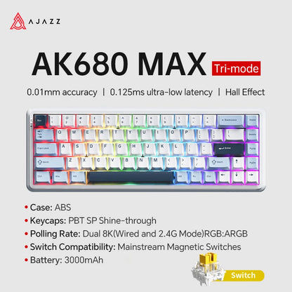 AJAZZ AK680 MAX/V2 Mechanical Keyboard HE Hall Effect Switch 60% 8k/1K RGB Wired/Wireless Gaming Rapid Trigger Magnetic Keyboard