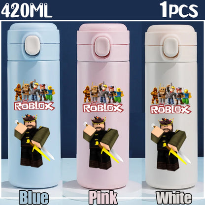 Roblox Anime Water Bottle DynaBlocks 304 Stainless Steel Thermos Cup 420ML Gourde Game Straight Drinking Cup Holiday Gifts