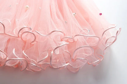 Girls' K-Pop HUNTRX Autumn Set: Pink Tie-Dye Sweatshirt & Pearl Tulle Princess Skirt