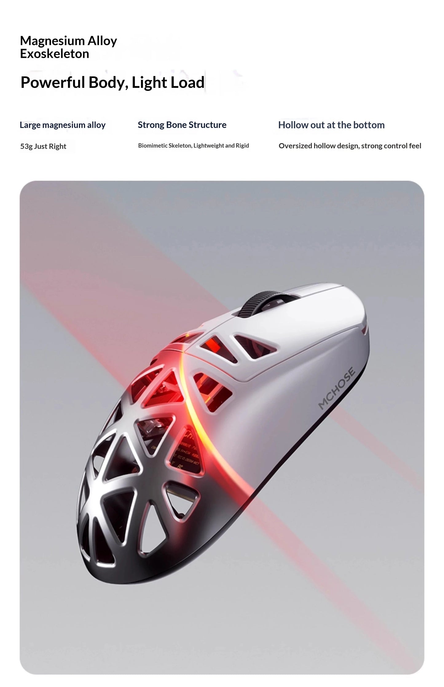 MCHOSE A7X Ultra Magnesium Alloy Wireless Mouse Game E-sports Bluetooth third mock examination PAW3950TI Lightweight