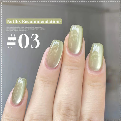 MIANEL 12ML Glass Bead Cat Eye Gel Nail Polish Flash White Spar Nude Color Magnetic Nail Polish White Nails Summer Nails 1-12pcs