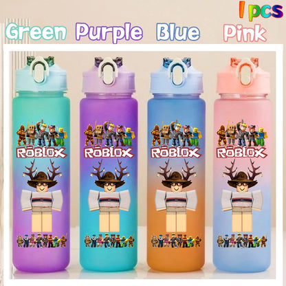 Roblox Anime Cartoon Straw Drink Bottle 750ml Gradient Color Water Cup Game Student Daily Necessities Gourde Boy Holiday Gift