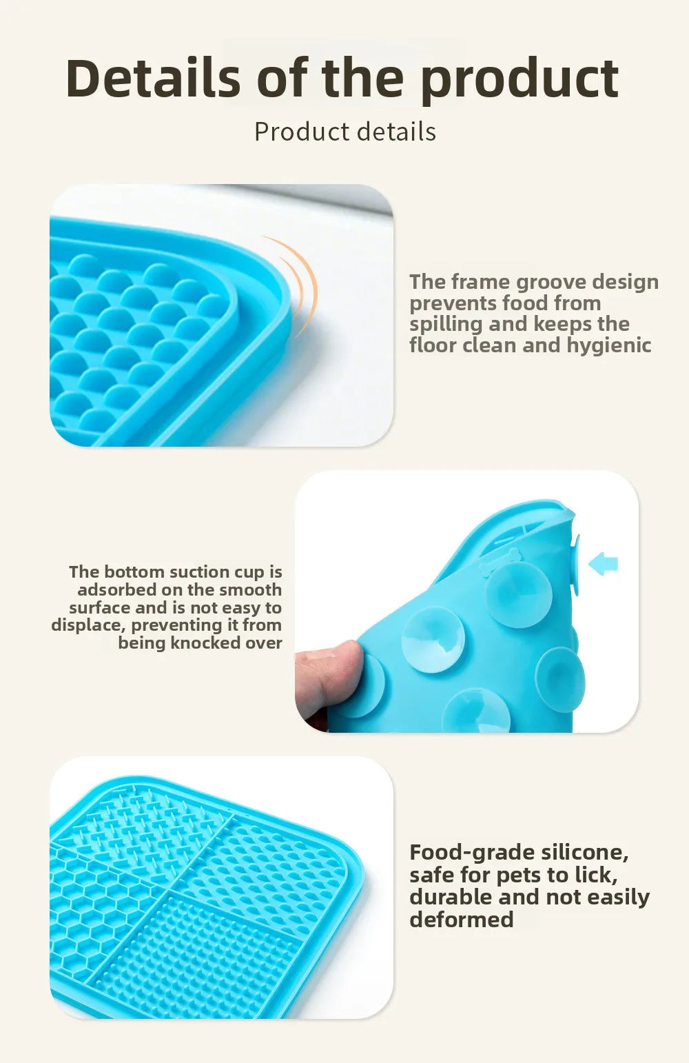 BPA-Free Silicone Pet Lick Mat: 4-Texture Slow Feeder with Powerful Suction Cups