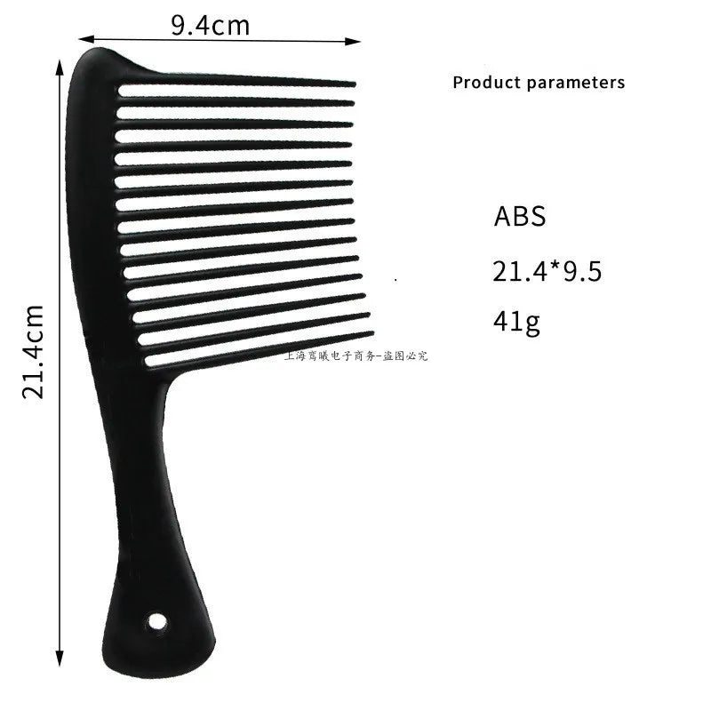 5PCS Black Large Wide Tooth Comb with Hook Handle Hair Loss Reduction Detangling Styling Brush for Salon Dyeing Haircare Tools