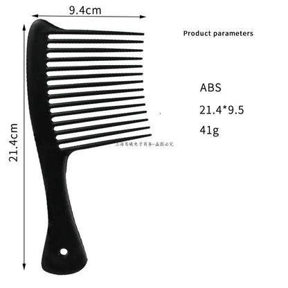 5PCS Black Large Wide Tooth Comb with Hook Handle Hair Loss Reduction Detangling Styling Brush for Salon Dyeing Haircare Tools