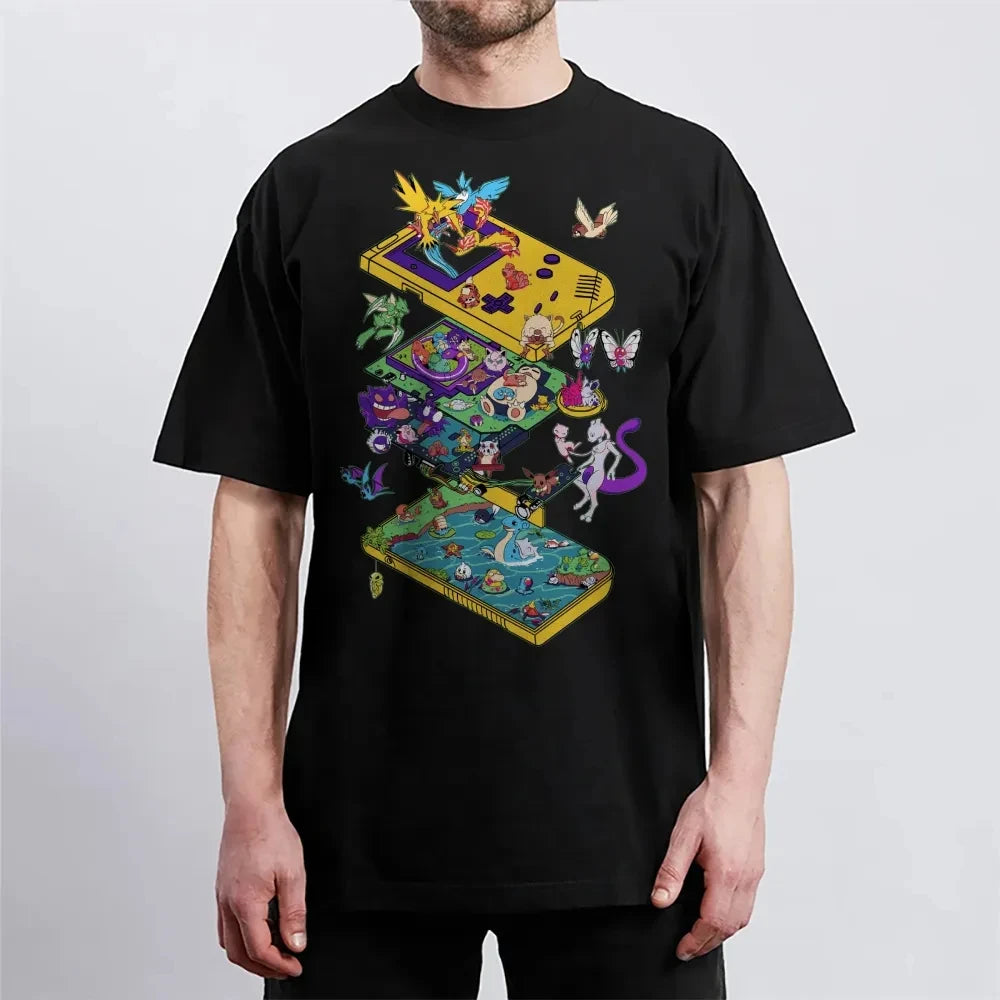 Pokemon T-shirt Men's Pure Cotton Casual  Round Neck T-shirt Short Sleeve Clothing Summer Sports Casual Short Sleeve Top