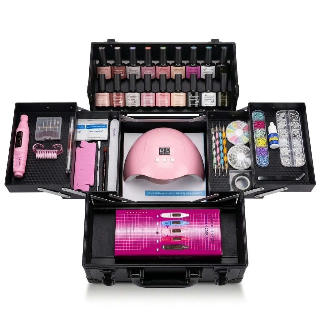 Professional 35 Pcs Gel Nail Kit With LED UV Lamp And Drill Machine 16 Colors Salon Manicure Tools Set Optional Luxury Case