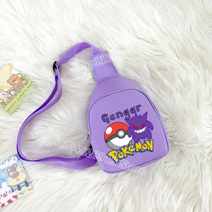Pokemon Pikachu Shoulder Bag Kawaii Gengar Figures Pattern Chest Bags Portable Large Capacity Outdoor Crossbody Bag Gift