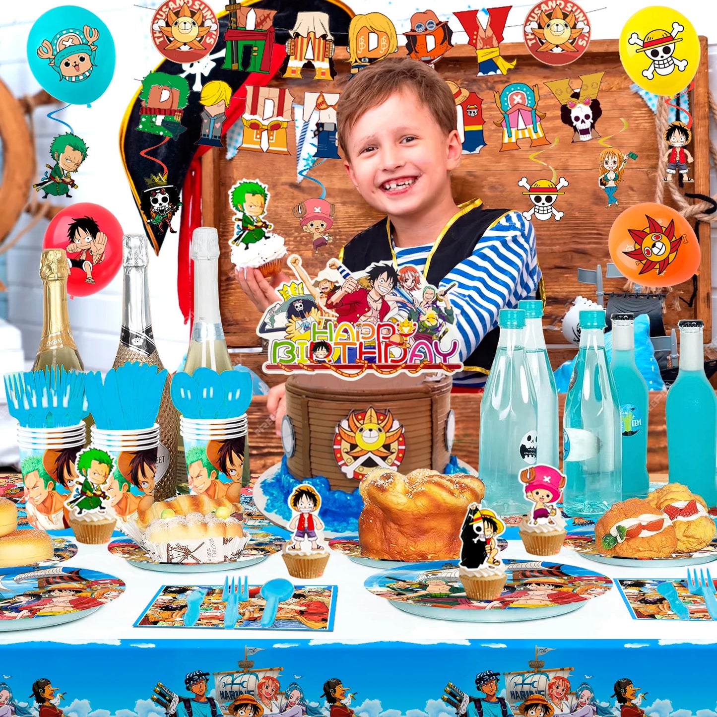 One Piece Birthday Party Supplies Set – 117pcs 🎉🏴‍☠️