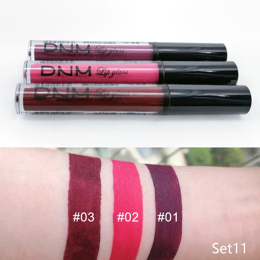 3pcs/set Liquid Lipsticks Waterproof Long Lasting Cosmetic Red Blue Purple Matte Lip Gloss Nude Lip Tint Stain Makeup