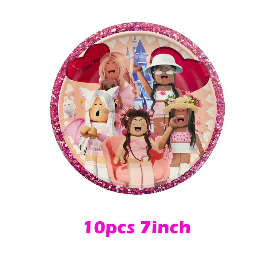 Roblox Birthday Party Decoration Balloons Disposable Tableware for Kids Party Supplies Baby Shower Sticker Bracelet Toy Gifts