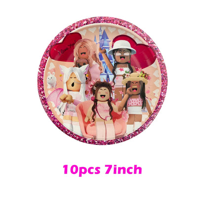 Roblox Birthday Party Decoration Balloons Disposable Tableware for Kids Party Supplies Baby Shower Sticker Bracelet Toy Gifts