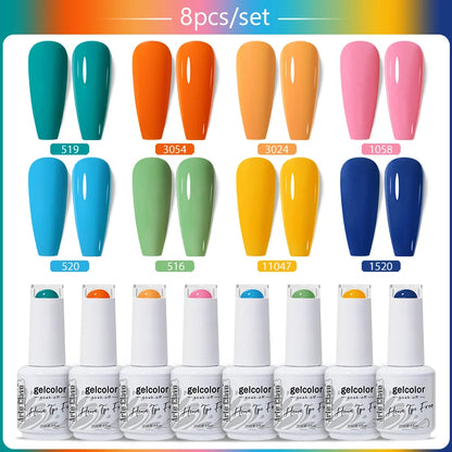 Arte Clavo 8Pcs/Set Gel Nail Polish Set 15ml Colorful Semi Permanent For Manicure Varnish Soak Off UV LED Nail Art Gel Kits