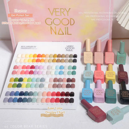 Eleanos 60 Colors Gel Polish Set Very Good Nail Gel Kit With Different Bottle For Nail Art Whole Set Nail Gel Polish Learner Kit