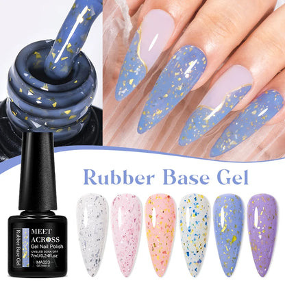 7ml Milk White Rubber Base Gel Silver Gold Pink Foils Glitter Base Coat Semi-Permanent Nail Art Gel Varnish For Nails Manicure