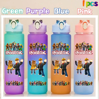 Roblox Anime Cartoon Straw Drink Bottle 750ml Gradient Color Water Cup Game Student Daily Necessities Gourde Boy Holiday Gift