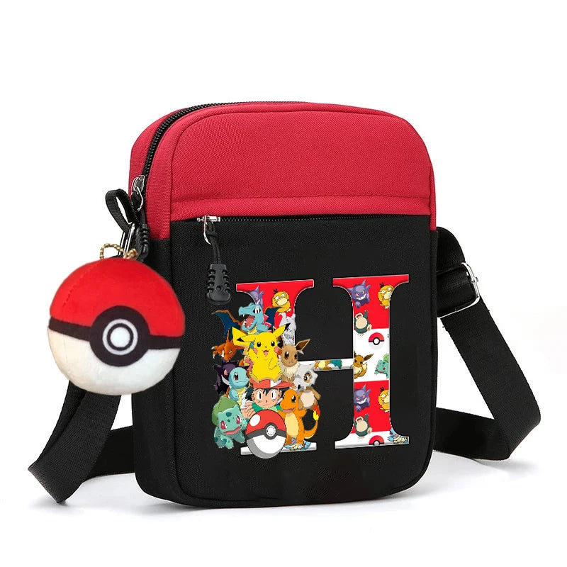 Cute Pokemons Letter A-Z Chest Packs Anime Pikachus Boy Girl Daily Travel Phone Pouch Shoulder Bag Outdoor Sport Crossbody