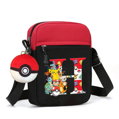 Cute Pokemons Letter A-Z Chest Packs Anime Pikachus Boy Girl Daily Travel Phone Pouch Shoulder Bag Outdoor Sport Crossbody