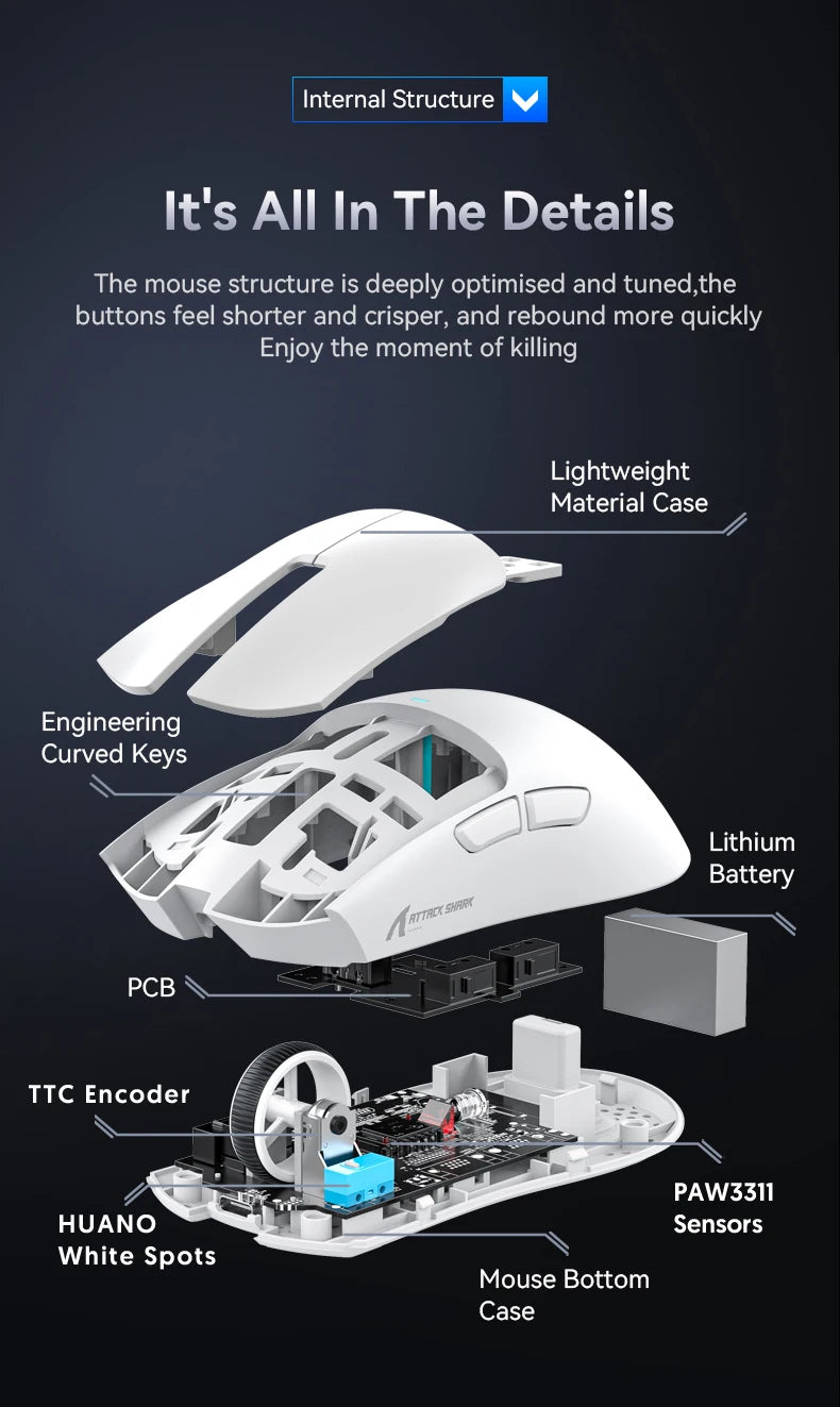 ATTACK SHARK X11 Gaming Mouse  and X11 SE Wireless Mouse 22000 DPI,PAW3311 Sensor,BT/2.4G/Wired,59g Lightweight,2000W Clicks