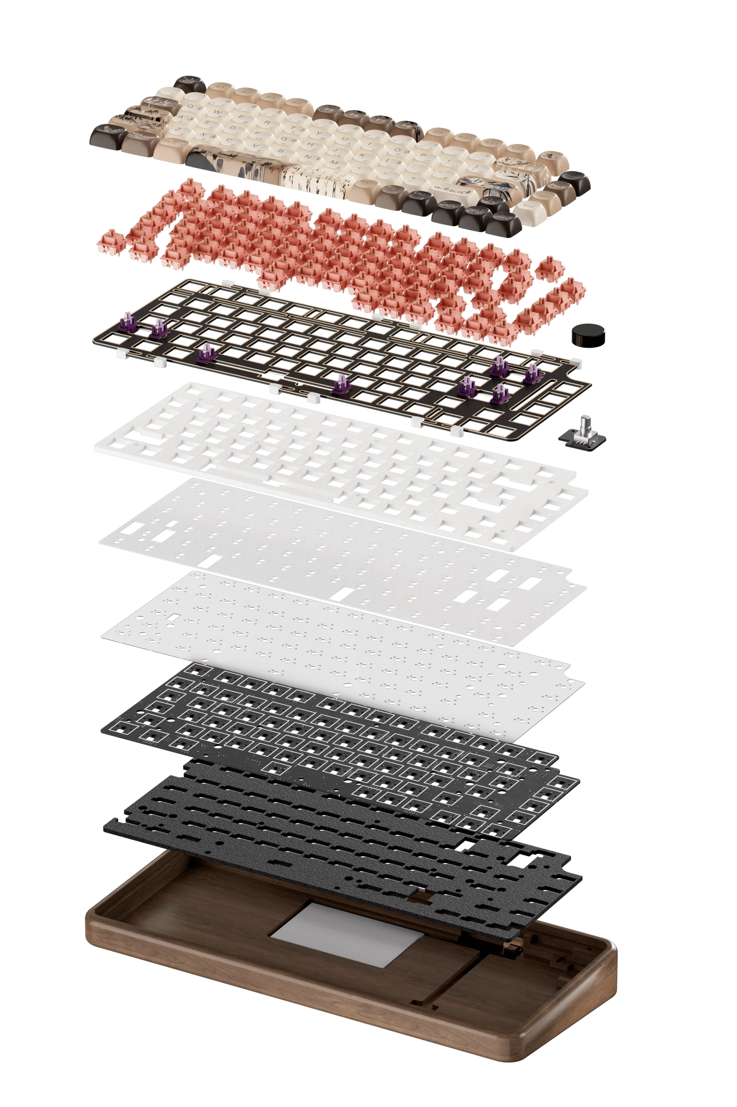 Akko MU02 75% Mountain Seclusion Wooden Mechanical Keyboard RGB Hot-swappable BT5.0/2.4G Wireless & Type-C Wired Gaming Keyboard