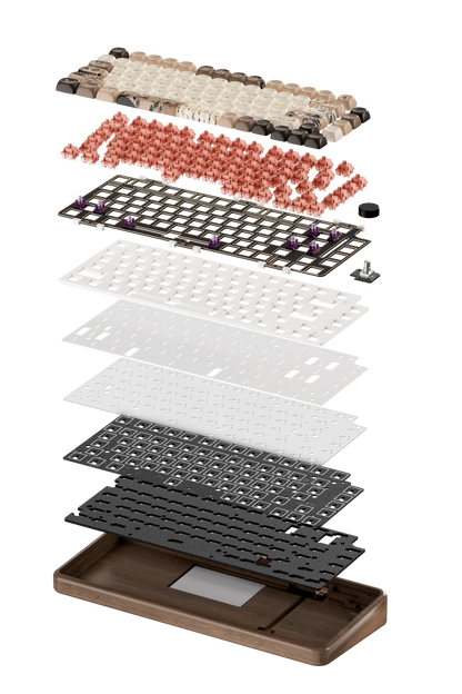 Akko MU02 75% Mountain Seclusion Wooden Mechanical Keyboard RGB Hot-swappable BT5.0/2.4G Wireless & Type-C Wired Gaming Keyboard