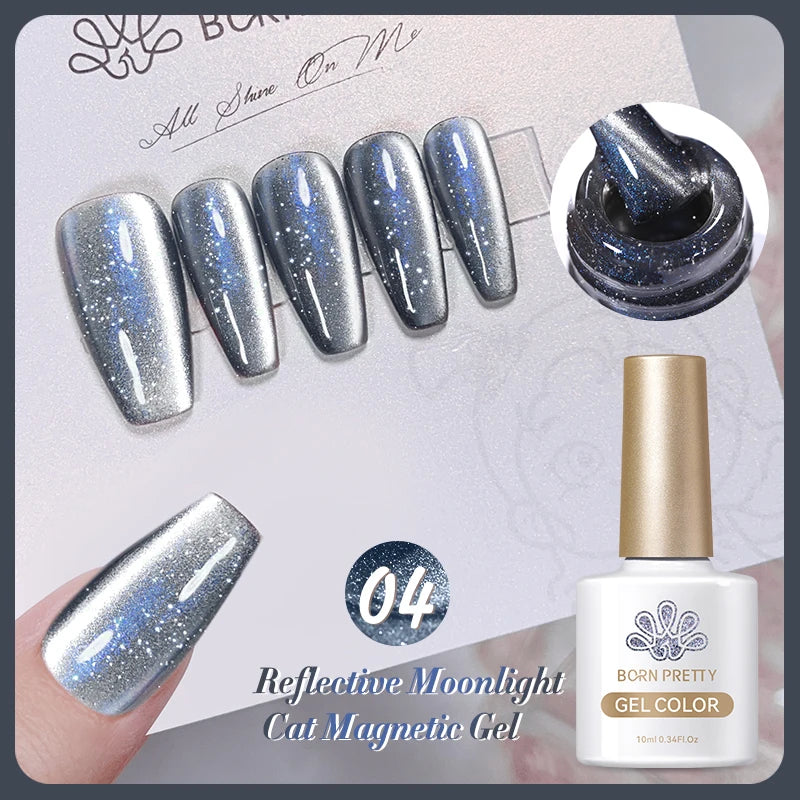 BORN PRETTY Sparkling Glass Bead Cat Magnetic Gel Nail Polish Flash White Spar Red Color Semi Permanent Soak Off UV Gel Varnish